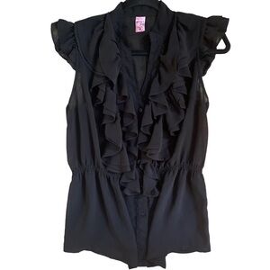 Young & Joy Sheer Ruffled Blouse